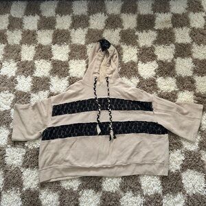 POL Tan and Black Striped Sweater